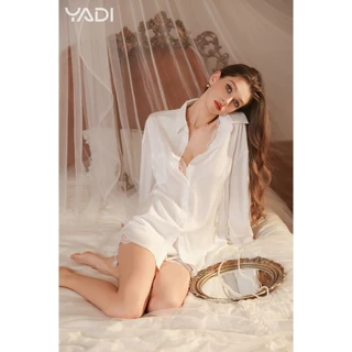 【YADI】🔥พร้อมส่ง ชุดเซ็กซี่ สไตล์เกาหลี ลูกไม้ ชุดนอนเซ็ต ชุดนอน 2 ชิ้น เสื้อเชิ้ตสีขาว กางเกงขาสั้น ใส่สบาย