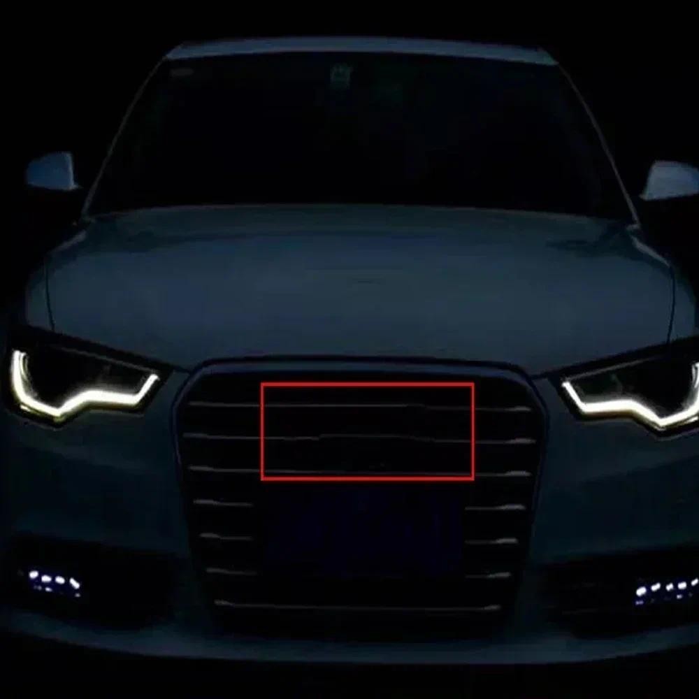 Silver Grille Badge Light 27.3 ซม.4 แหวนโลโก้สําหรับ Audi A7 A6 A4 A5 A3 Q5 Q7 RS5 RS3 Audi Grille E