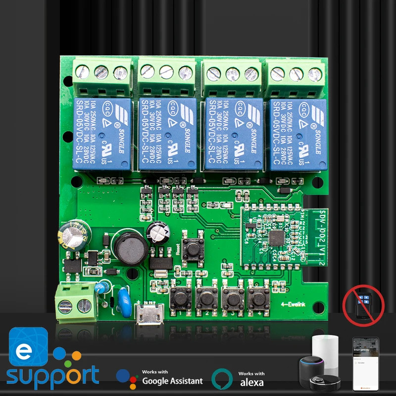 EWeLink สมาร์ท Wifi รีเลย์โมดูลปิด Controller 1/2/4CH 5V 12V 24V 220V APP รีโมทคอนโทรลสวิตช์ไฟสมาร์ท