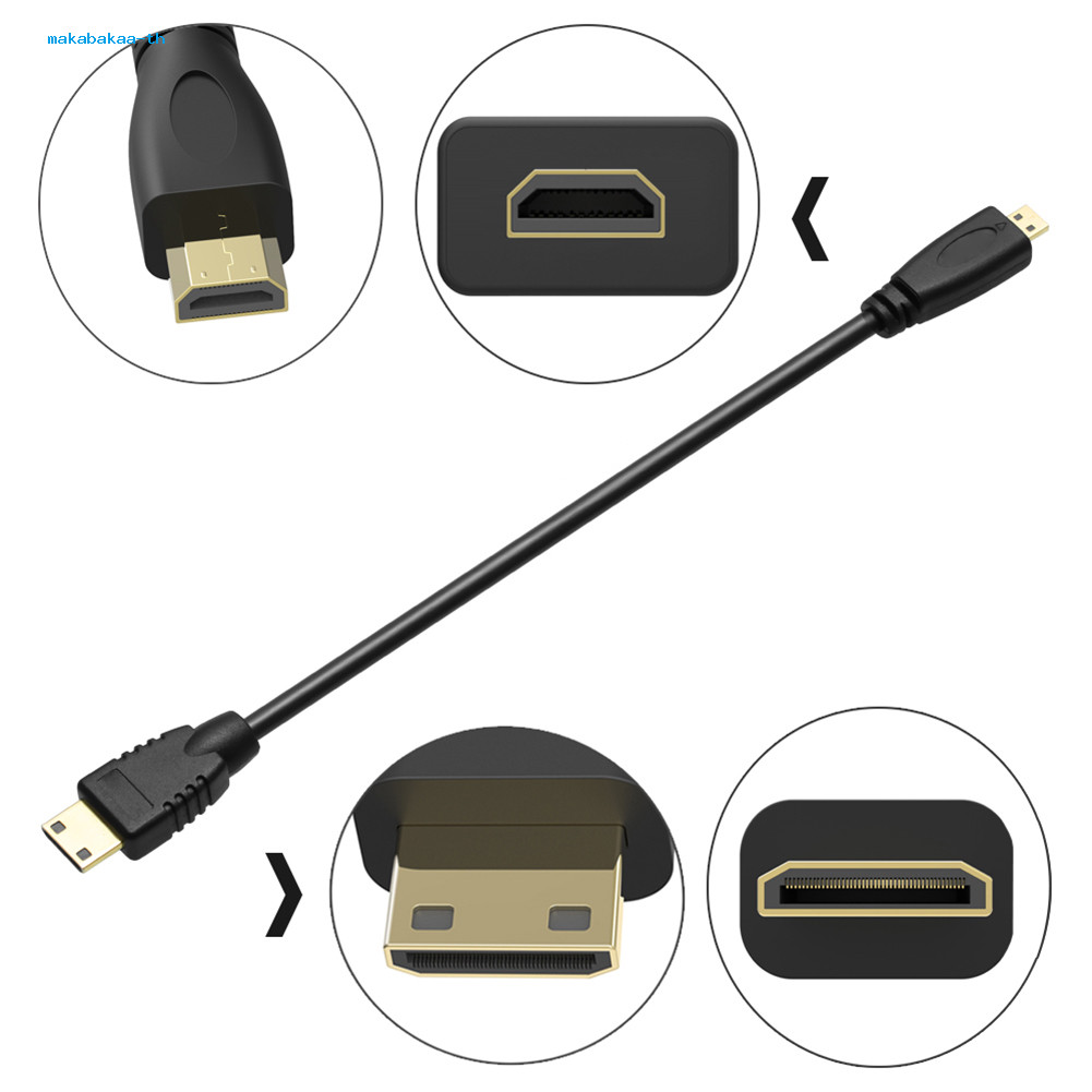 [makabakaa] 03m/1m/18m ความชัดสูง 1080P Mini to Micro HDMI สายแปลงชายที่รองรับสําหรับ HDTV