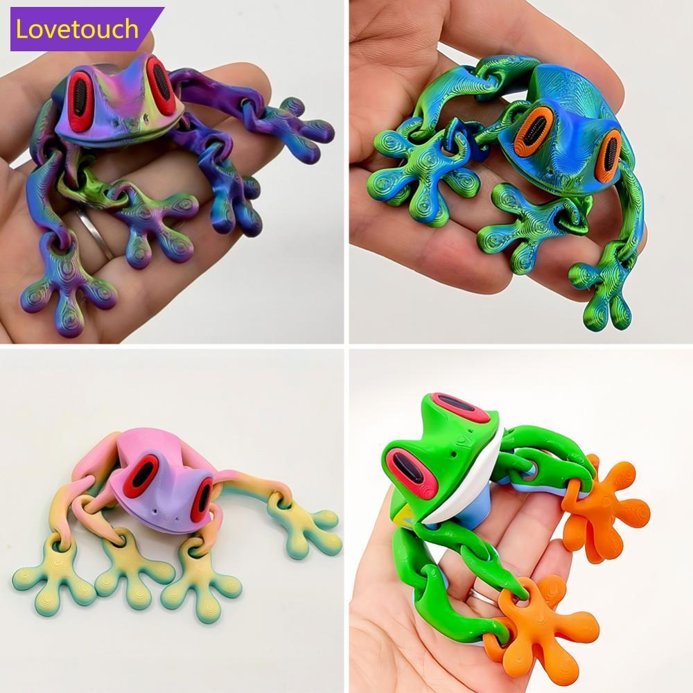 LOVETOUCH 3D พิมพ์กบข้อต่อที่สามารถเคลื่อนย้ายตู้เย็นแม่เหล็กตกแต่ง 3D พิมพ์สัตว์ตกแต่งห้องสํานักงาน