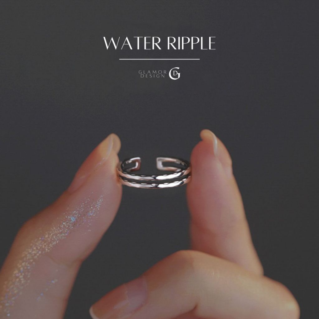 GLAMOR✨แหวนเงินแท้ Water Ripple มงคล เรียบหรู ของขวัญให้แฟน แหวนผู้หญิง แบบใหม่และทันสมัย แหวนเงิน J021