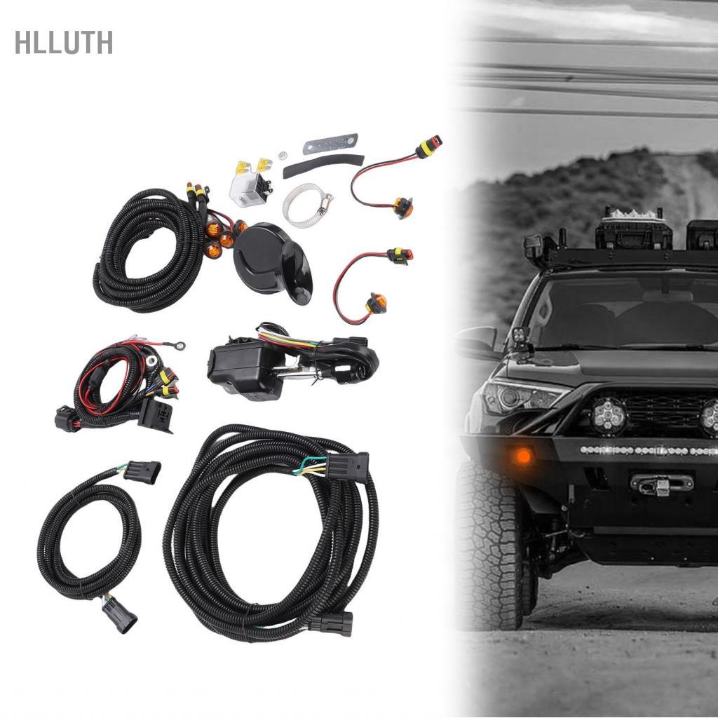 Hlluth ชุดสัญญาณเลี้ยว UTV พร้อมสวิตช์คอลัมน์ฮอร์นสลับสีเหลืองอำพันอันตราย LED สำหรับ Polaris Ranger