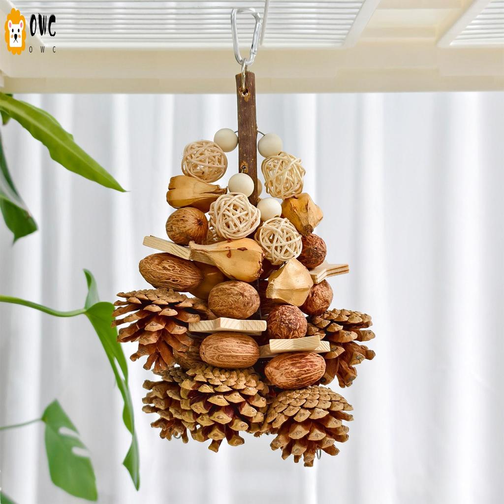 Parrot Chewing ของเล่นสําหรับ Cockatiel Lovebird ไม้ธรรมชาติกัดทนปีนเขาการออกกําลังกาย Plaything พร้อม Bell แหวนเชือก