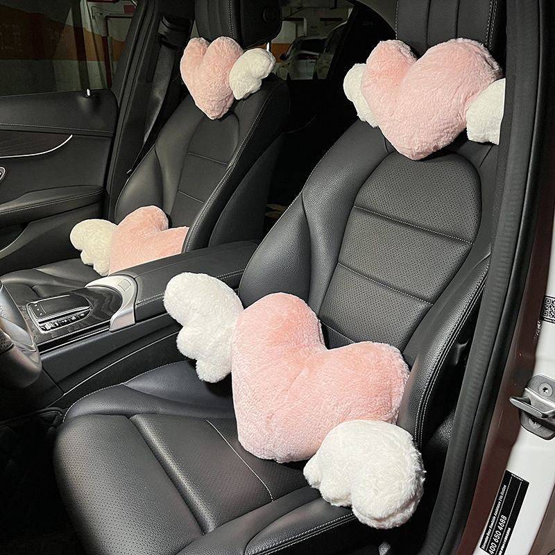 Automotive Headrest Lumbar Support Pillow Driving Waist Support Heart Wings Waist Pillow Car Neck Su