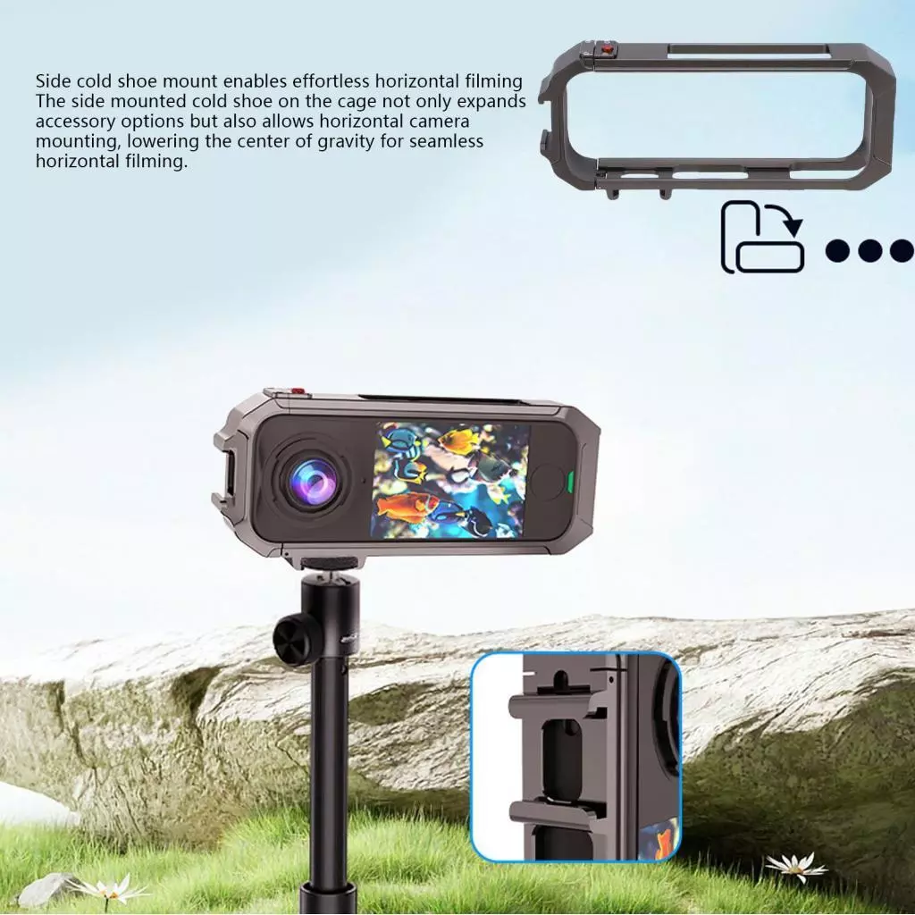กรงป้องกันกล้อง Insta360 X4 พร้อม Dual Cold Shoe Mount thumbnail 8
