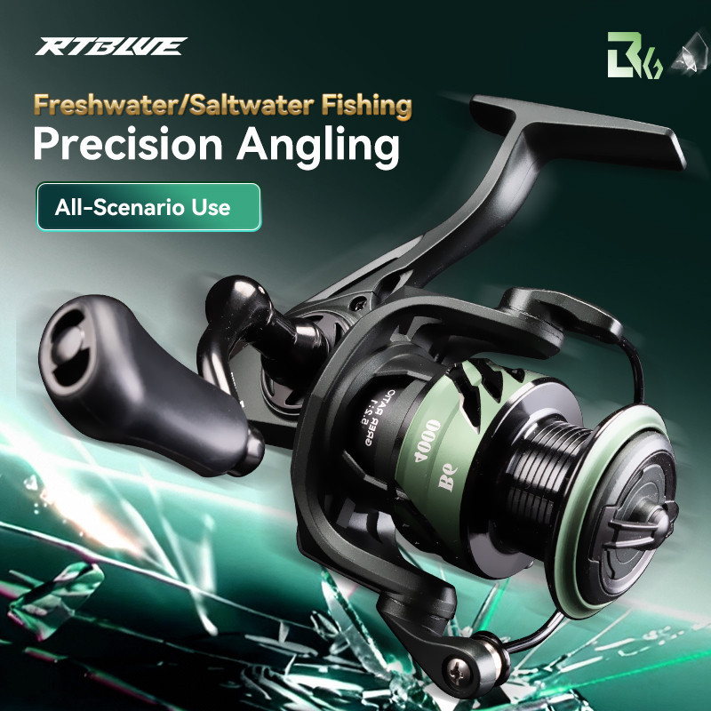BEARKING RTBLUE B6 สปินนิ่งเรียล เกียร์ ratio 5.2:1 ความจุ 10KG ทนทานน้ำเค็ม มาพร้อมสายคอมโพสิตไนลอน เหมาะสำหรับการตกปลาทั้งน้ำจืดและน้ำเค็ม