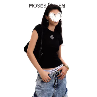 MOSESQUEEN ชุดลำลองคอกลมแขนสั้นสำหรับผู้หญิง สวมใส่สบาย มีหลากหลายสีให้เลือก #63579