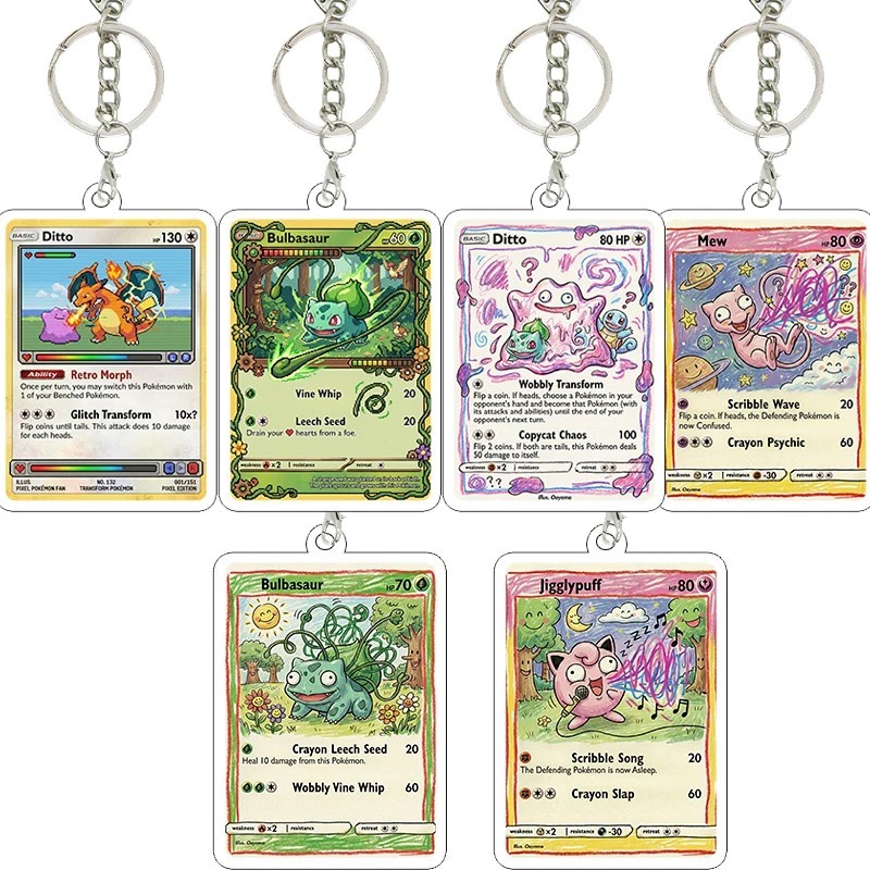 พวงกุญแจอะคริลิคโปเกมอนรูปการ์ด TCG ที่ไม่ซ้ํากันสําหรับตกแต่งกระเป๋าเป้สะพายหลัง กระเป๋า ของขวัญสํา