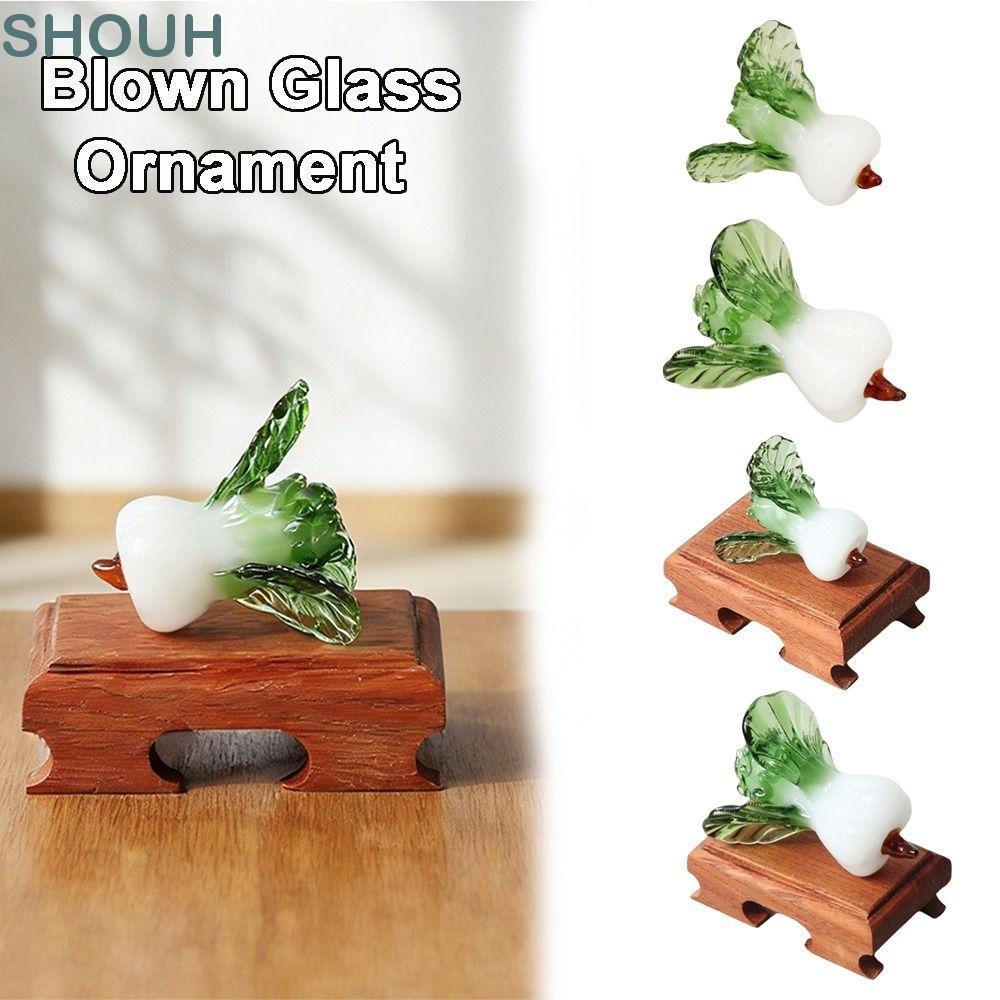 SHOUH คริสตัลตกแต่งโต๊ะ, แก้วเป่าความมั่งคั่งออกแบบแก้ว Bok Choy, Bok Choy รูปร่าง Bok Choy เครื่องป