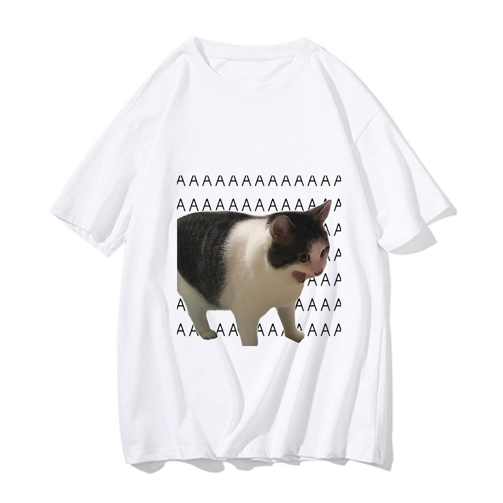 (เสื้อ zoo) เสื้อยืด ตลก Meme Sad Crying Cat พิมพ์ผู้หญิงผู้ชาย