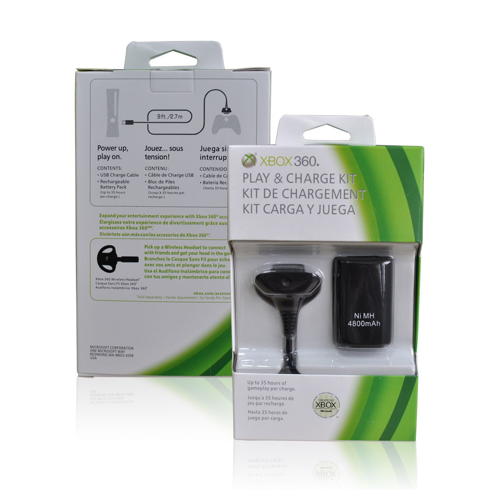 X XBox360 Battery Pack 4800mAh XBOX 360 Wireless Handle สายชาร์จแบตเตอรี่สองในหนึ่งเดียว
