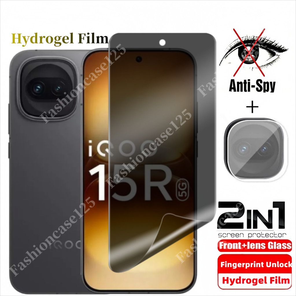 2in1 สําหรับ iQOO 15R 5G ความเป็นส่วนตัว Hydrogel ฟิล์ม Anti-Spy คลุมทั้งหมดป้องกันหน้าจอสําหรับ iQOO 15R 5G 2026 Anti Peek ความเป็นส่วนตัวฟิล์มนุ่มกล้องป้องกันฟิล์ม