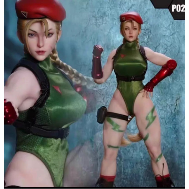 PlayToy Calmy P020A Green Street Fighter 1/6 Scale Articulated Female Soldier Figure (Made with Rubb