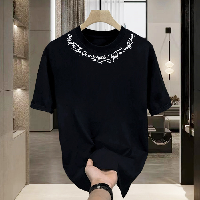 CODS-5XL ฤดูร้อนใหม่รอบคอผ้าฝ้ายTeeแฟชั่นStreetสไตล์พิมพ์ตัวอักษรเสื้อยืดแขนสั้นลําลองสําหรับชายสีดํ