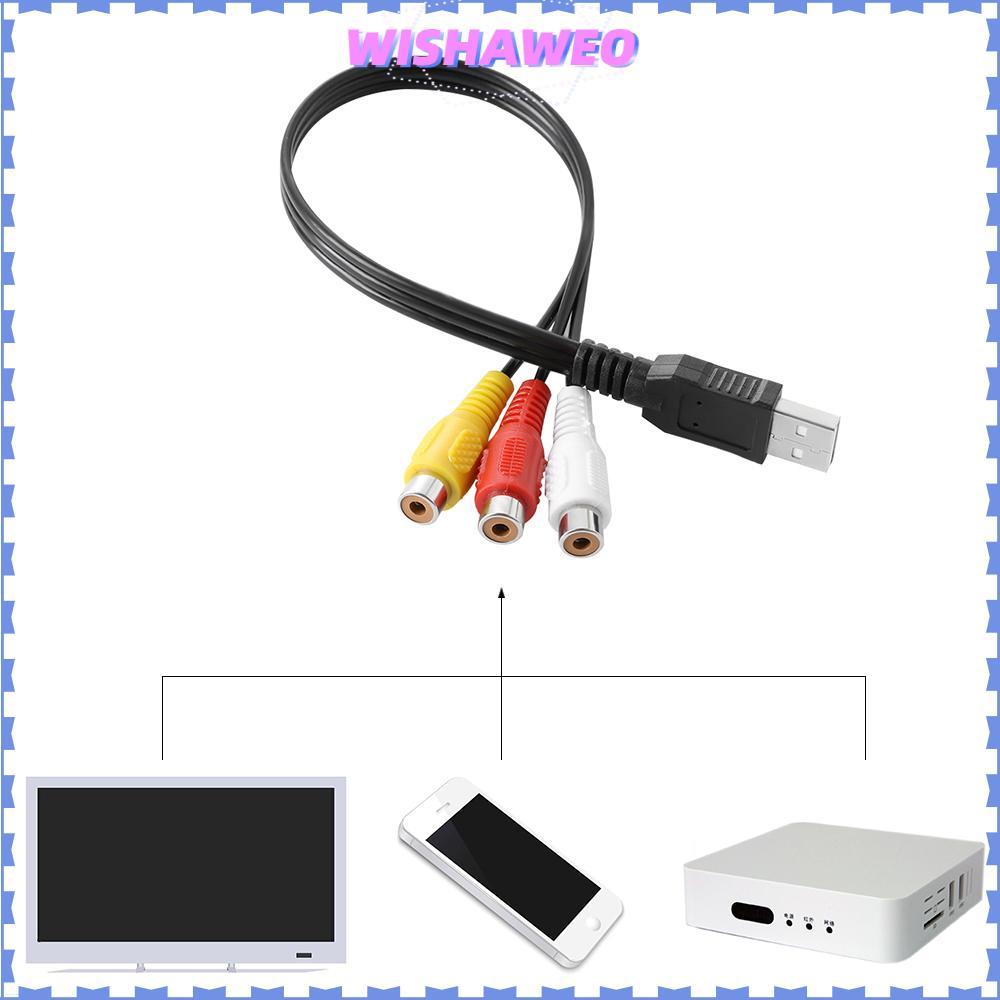 WISHAWEO USB Male To 3-RCA Female Audio USB 2.0 M/F AV Cord