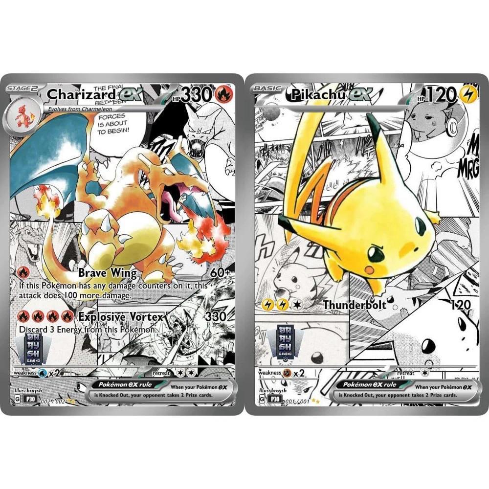 Pokemon DIY PTCG คอลเลกชันการ์ด Charizard Pikachu การ์ตูนสไตล์ Self Made การ์ดเดี่ยวคลาสสิกเกมอะนิเมะการ์ดของเล่น