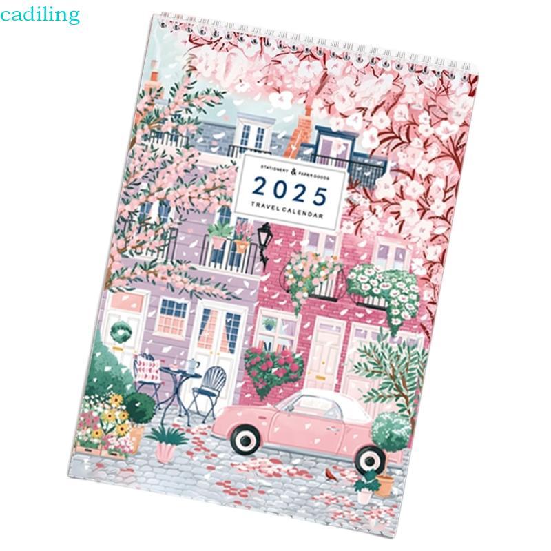 Cadiling 2025 Travel Journey Calendar 2025 ปฏิทินแขวนผนังแบบแขวน Planner 12 เดือนปฏิเสธจากเดือนมกราค