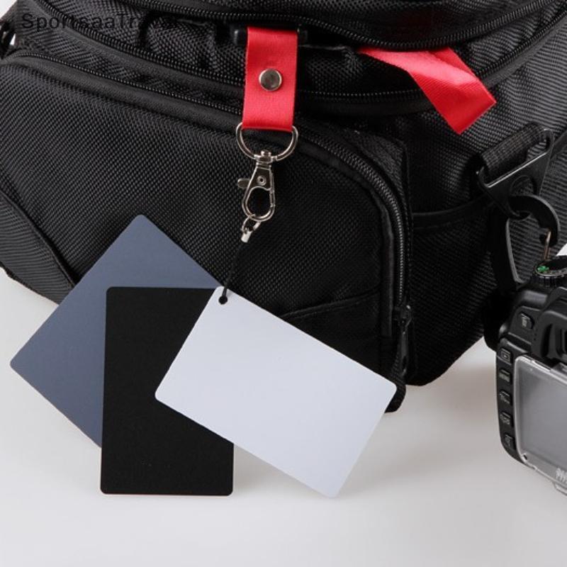 S&T 3 In1 ขนาดพกพาดิจิตอลสีขาวสีเทา Balance การ์ด 18% สีเทาสายคล้องคอสําหรับการถ่ายภาพดิจิตอลสี