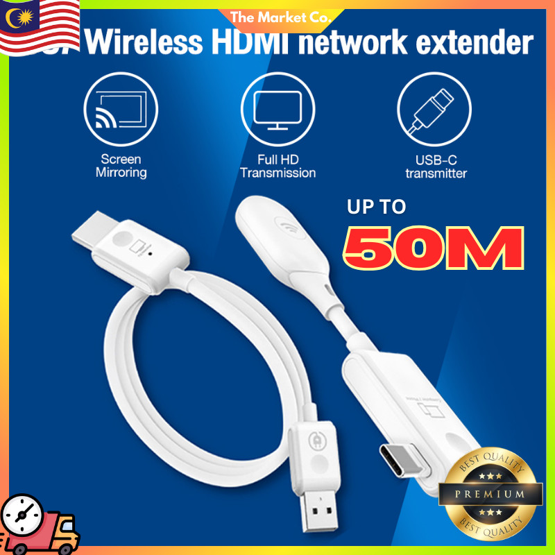 CS7 Wireless HDMI Transmitter & Receiver 1080P 60Hz Type-C สําหรับโทรศัพท์แล็ปท็อปทีวี Plug & Play S