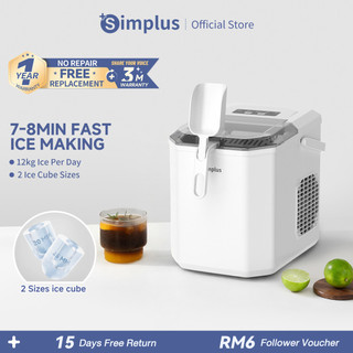 Simplus Ice Maker | 12kg Homemade Ice Cubes | 24h Reservation | Auto Self-Cleaning Function ZBJH001