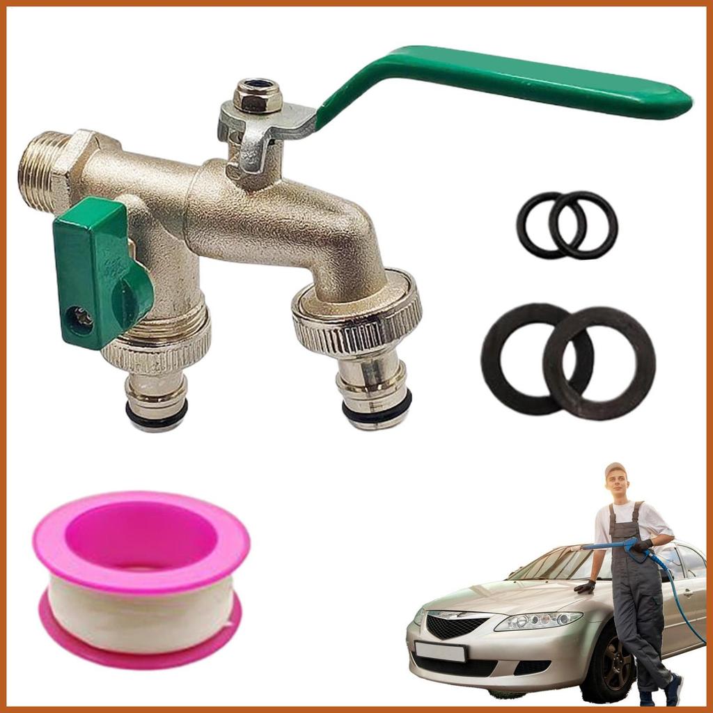 2 Way Splitter Double Outlet Faucet สําหรับซักรีด 2 Way Faucet Connector สําหรับสวนกลางแจ้งสนามหญ้าร