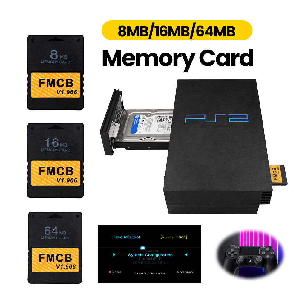 Free McBoot v1.966 8MB/16MB/32MB/64MB/256MB Memory Card for Sony PS2 Playstation 2 FMCB Extended Mem