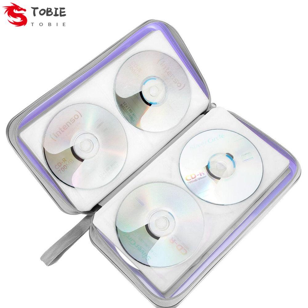 TOBIE CD Case Holder, 80 Capacity Storage DVD Case, CD Storage box Hard Plastic Zipper Waterproof CD