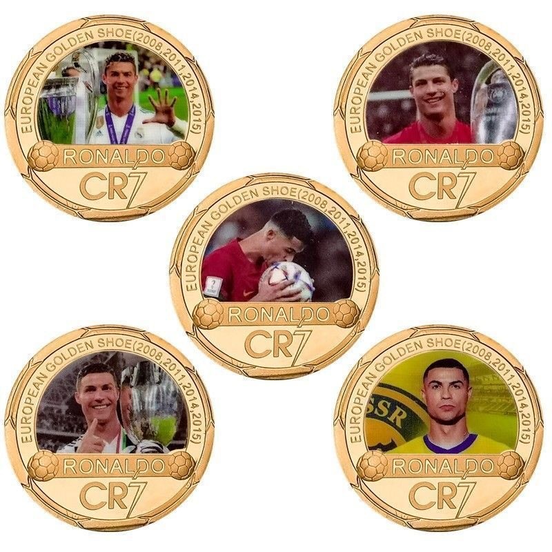 Ten Types Football Stars Luo เหรียญที่ระลึก Riya Victory Die-Casting เหรียญโลหะคอลเลกชันของขวัญสดไฟฟ