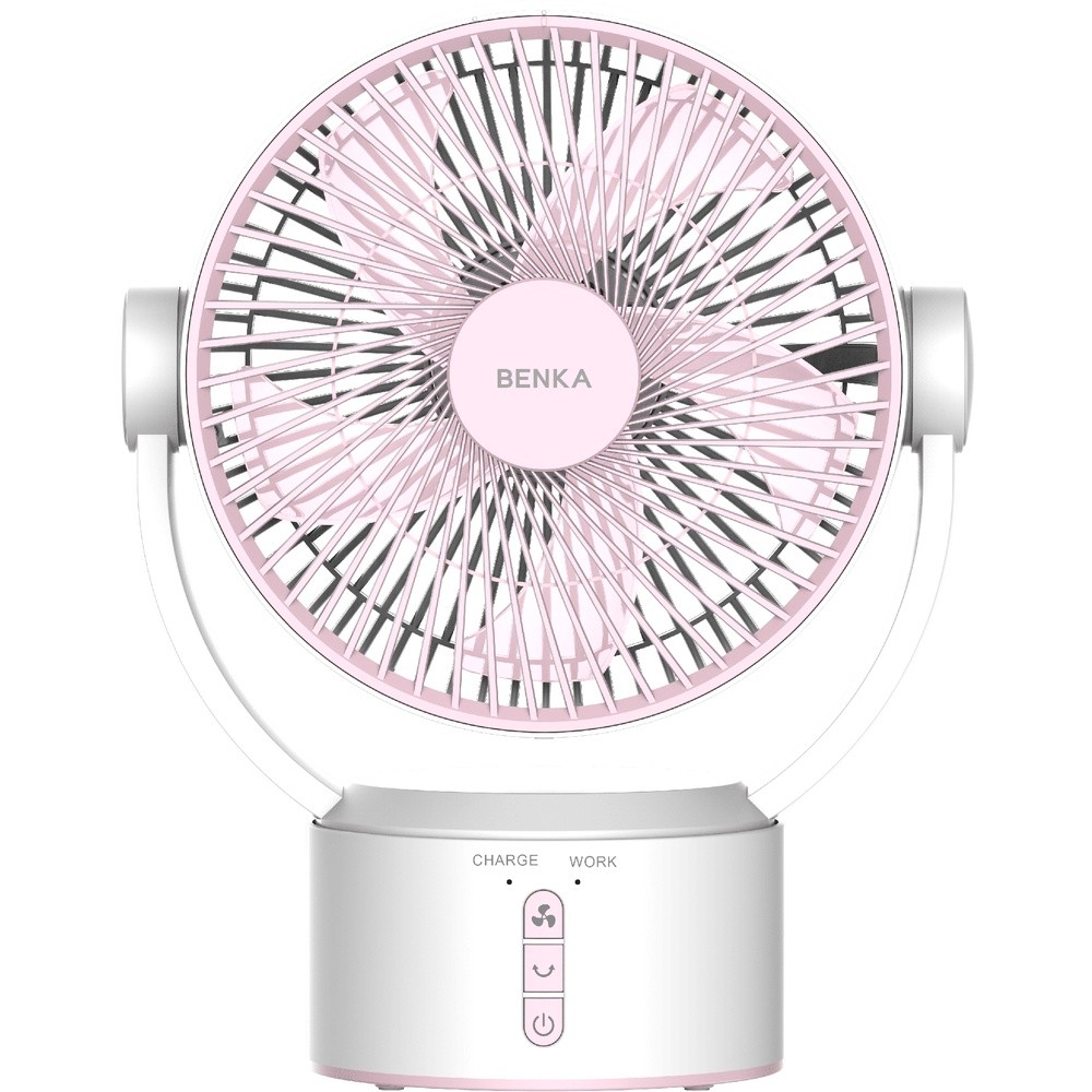 BENKA พัดลมตั้งโต๊ะชาร์จไฟแบบพกพา ขนาด 9 นิ้ว รุ่น KN-L2829 สีชมพู