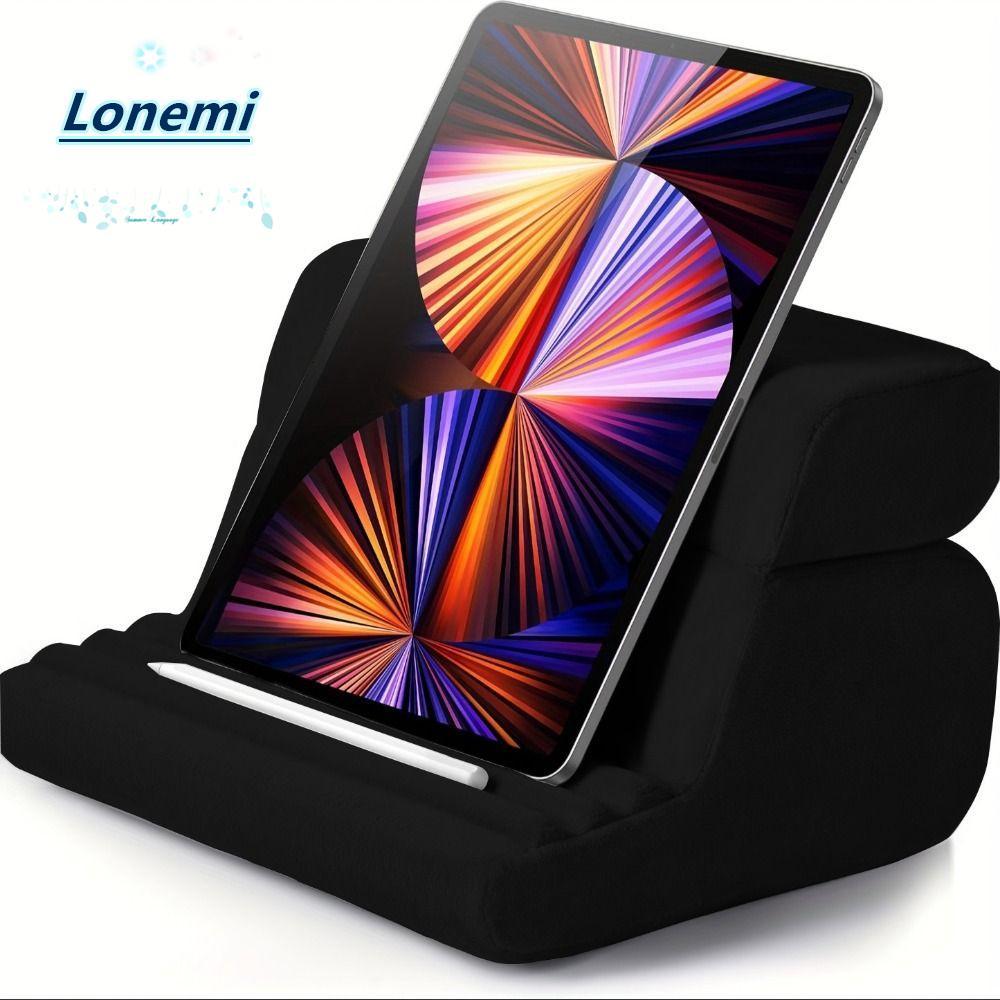 LONEMI ที่วางแท็บเล็ตหมอนสําหรับ Lap ปรับหลายมุมพร้อมช่องเสียบปากกาเตียงที่วางโทรศัพท์โซฟาพร้อมกระเป๋าด้านข้างนุ่ม 2-in-1 ขาตั้งหมอนอ่านหนังสือเดินทาง