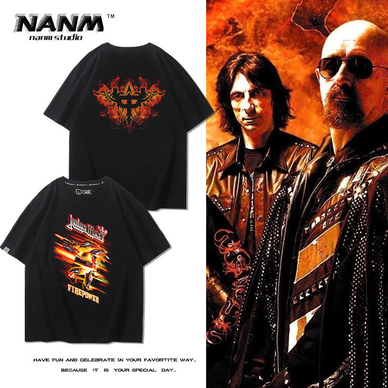 Judas Priest Judas Saints Band เสื้อยืดลําลองอเนกประสงค์สําหรับผู้ชายและผู้หญิงแขนสั้นอินเทรนด์ ins
