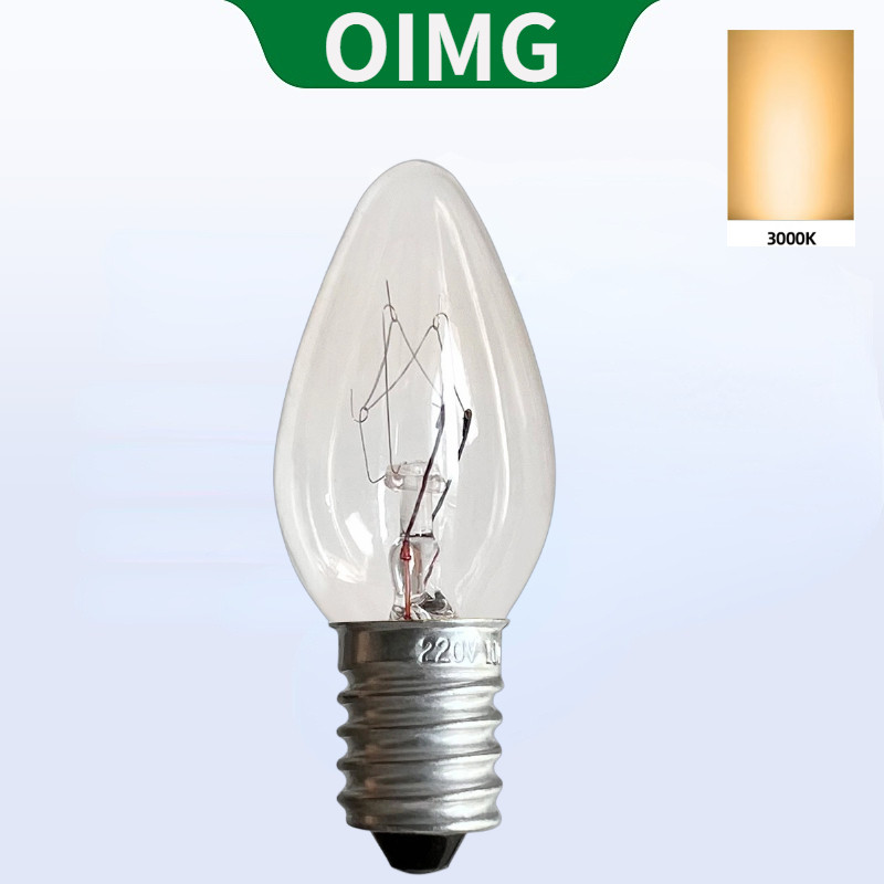 OIG หลอดฮาโลเจนหรี่แสงได้ C7 E14 10W 220V, E12 7W 110V, แสงอุ่น 2700-3000K, เหมาะสําหรับเครื่องดูดควันช่วง, จักรเย็บผ้า, โคมไฟคริสตัลเกลือ, ตู้เย็น