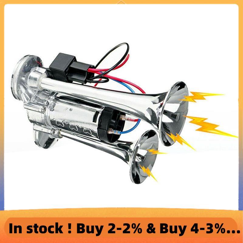 12V 600Db Dual Horn Super Loud โซลินอยด์วาล์วไฟฟ้ารถไฟฟ้า Air Horn ไฟฟ้าปั๊มฮอร์นสําหรับรถยนต์,เรือร