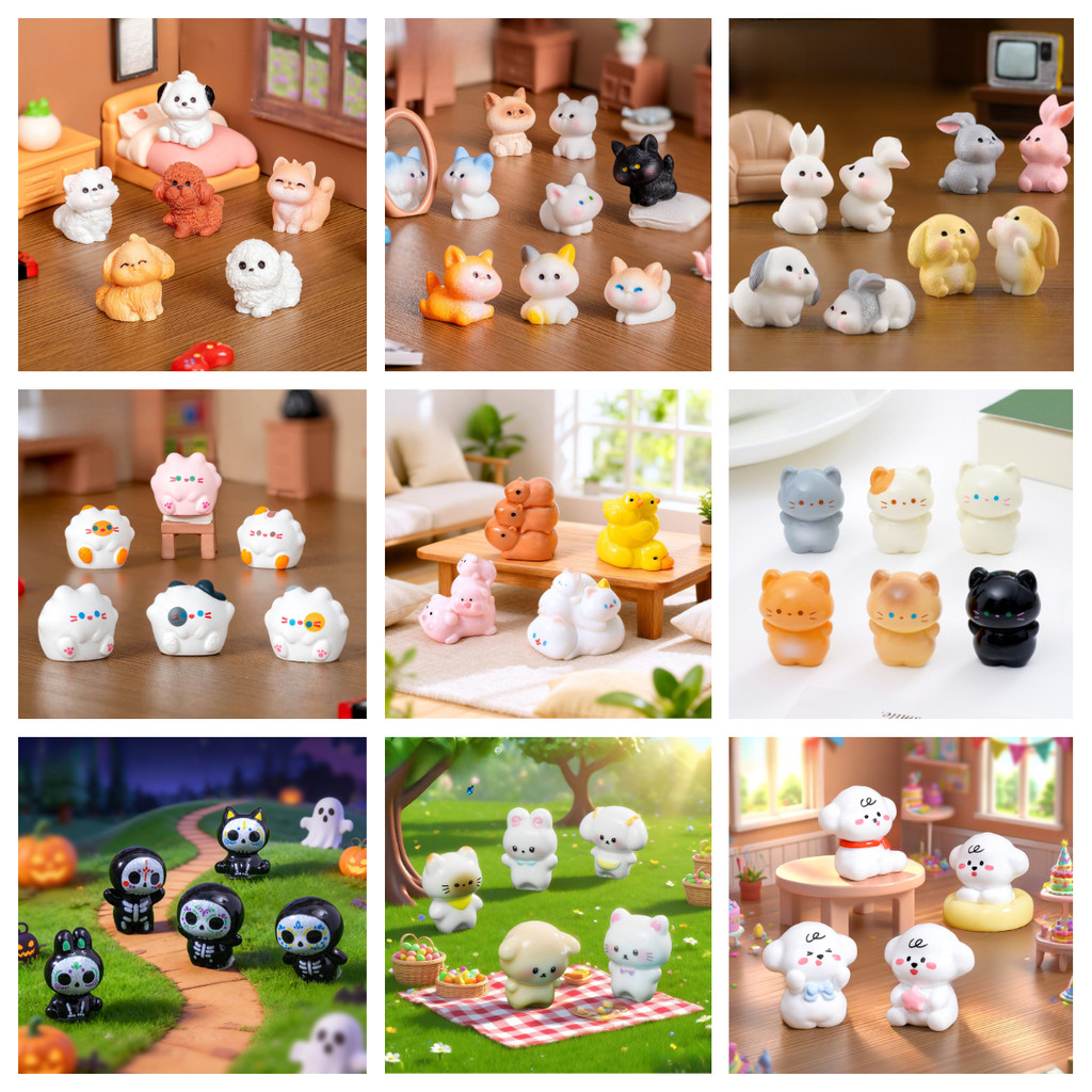 1เซ็ตมินิสัตว์เลี้ยงสุนัขแมวของจิ๋วเรซิ่นสัตว์เครื่องประดับDIY Fairyตกแต่งสวนMoss Terrarium Microภูมิทัศน์*--*