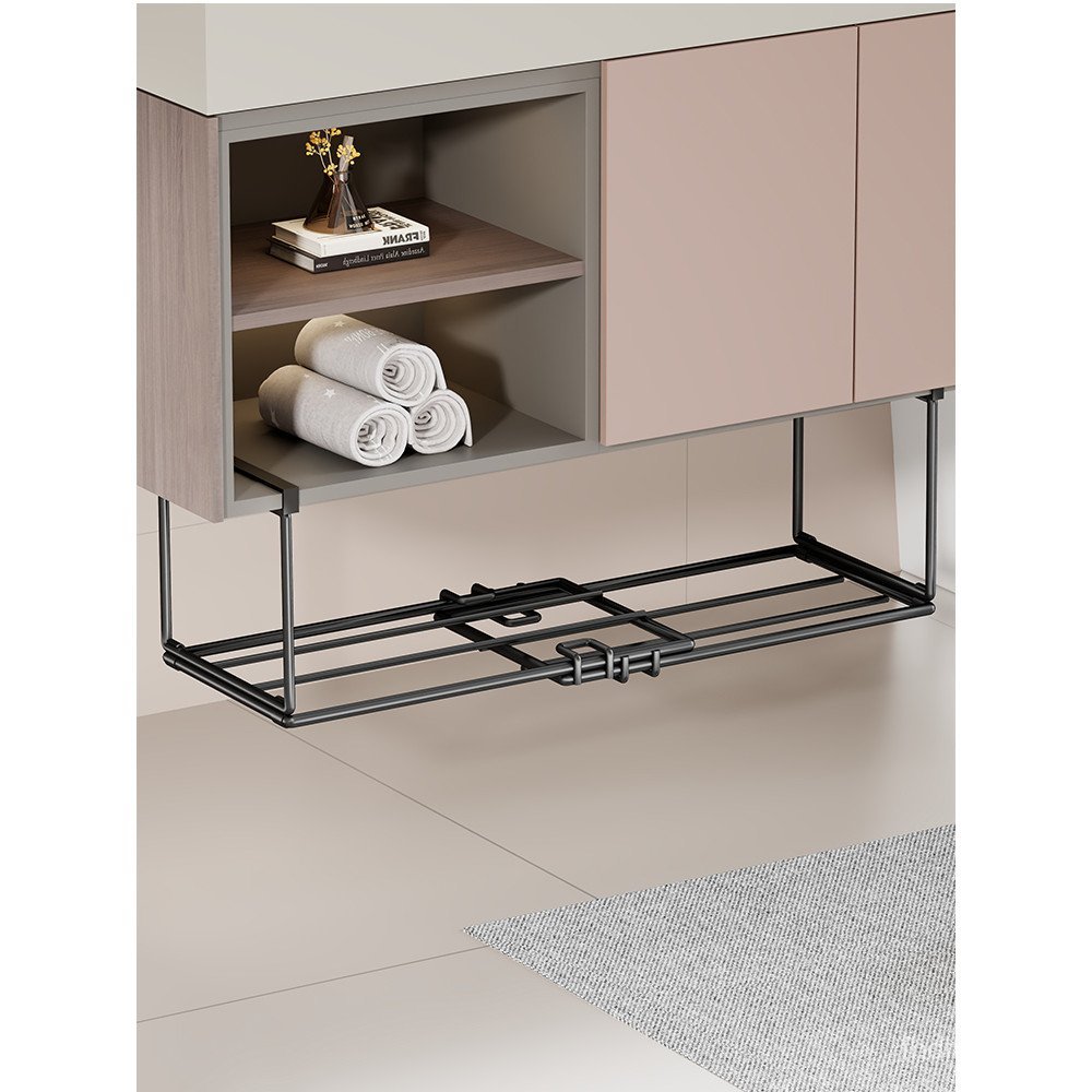 ห้องน้ําเจาะฟรีอ่างล้างหน้าชั้นวางเหล็กภายใต้ตู้ห้องน้ําอ่างล้างหน้าชั้นวางหดชั้นเก็บแขวน XM6N