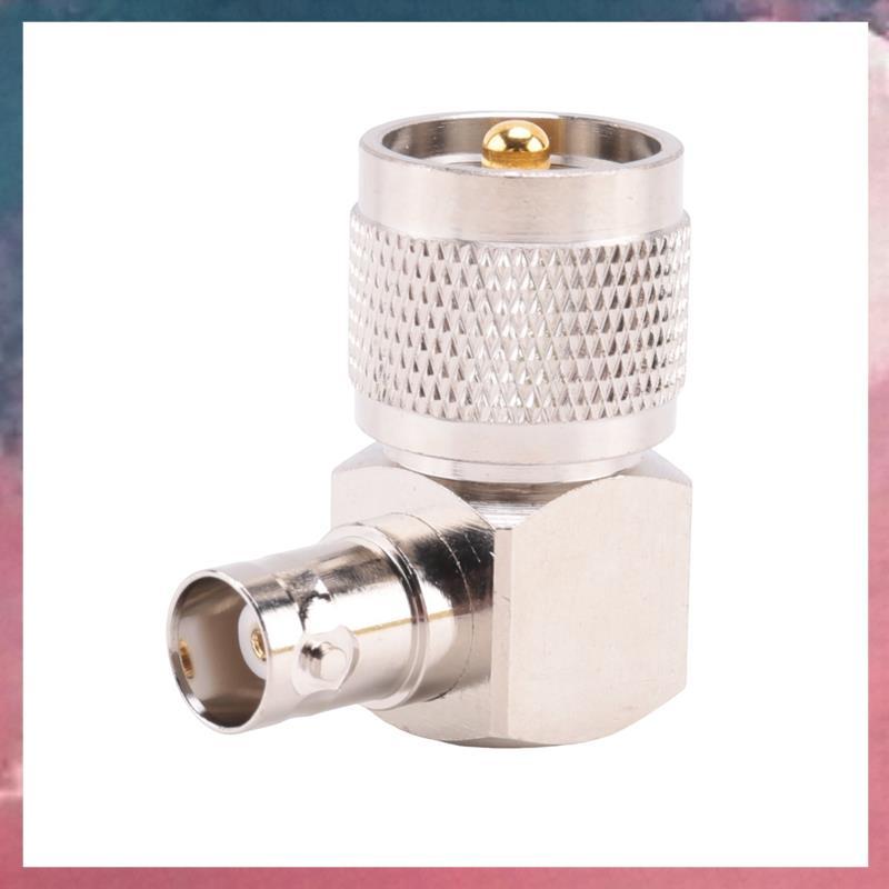 UHF PL259 -259 ขั้วต่ออะแดปเตอร์มุมขวาหญิง BNC สีเงิน