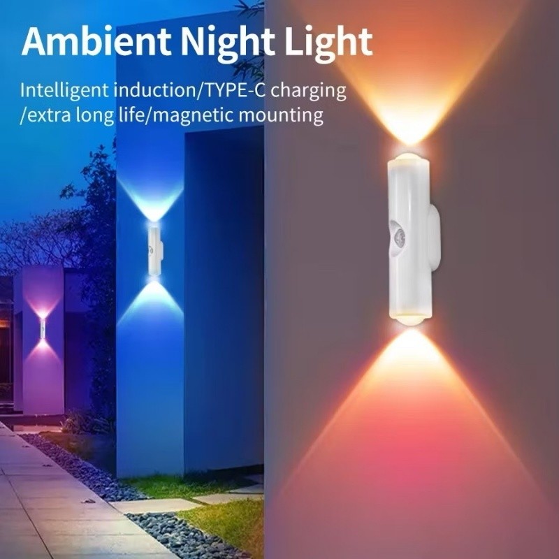 ZJ HOME ไฟกลางคืนเซ็นเซอร์อัจฉริยะ ไฟ LED ไฟชาร์จ ไฟเหนี่ยวนำโคมไฟ การควบคุมอัตโนมัติ แสงนุ่มนวล ใช้งานได้ทั้งในบ้านและ