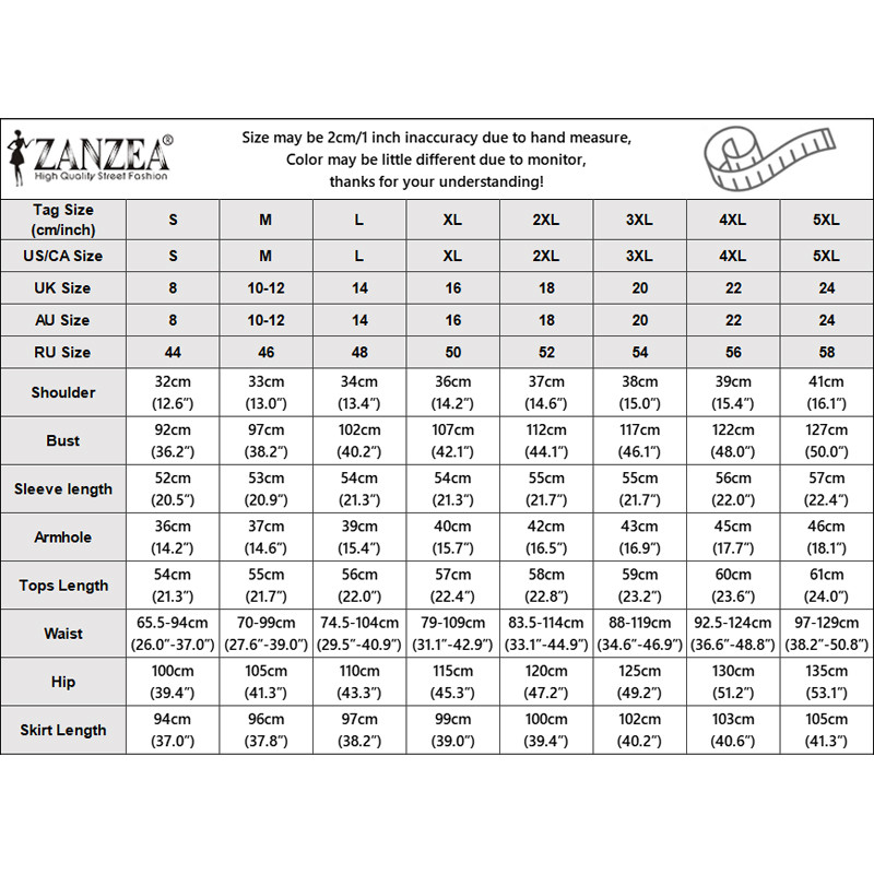 ZANZEA เสื้อเบลาส์พิมพ์ลายแขน 3/4 กับกระโปรงทรงตรงเอวยางยืด ชุดสองชิ้นสำหรับผู้หญิง — صورة 2