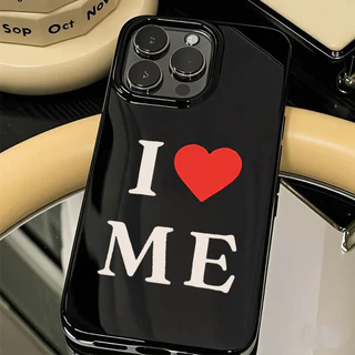 เคสไอโฟน16 เหมาะสำหรับ IPhone 15 11 13 16 12 14 17 Pro Max XR XS X Max 15 7 11 8 Plus 12MINI รัก เคสโทรศัพท์สีดำ เคส imd