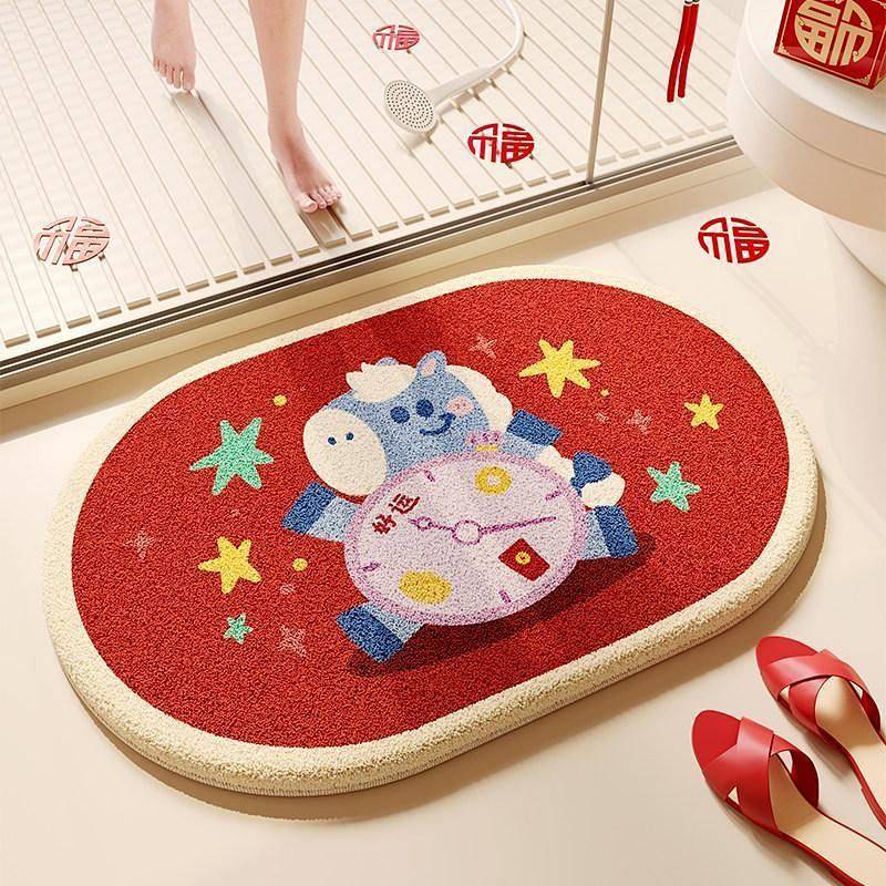Ma Nian Lucky Bathroom Absorbent Floor Mat Mat Cashmere Carpet Cartoon Bathroom Toilet Toilet Bathro