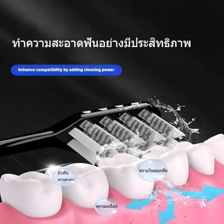 แปรงสีฟันทําความสะอาดพลังงาน-ขนแปรงแข็งขนาดกลางสําหรับผู้ใหญ่ขนแปรงเกลียวกําจัดคราบและฟันสว่างใช้ในบ้าน