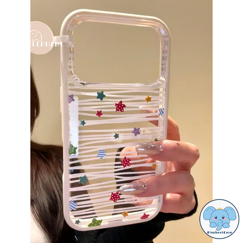 เคสไอโฟน17 11 เคส2 in 1 Bumper ป้องกันกระแทก ลายดาวอัดลาย น่ารัก2026 สำหรับ IPhone 17 11 16 13 15 12 Pro Max 16 15 Plus