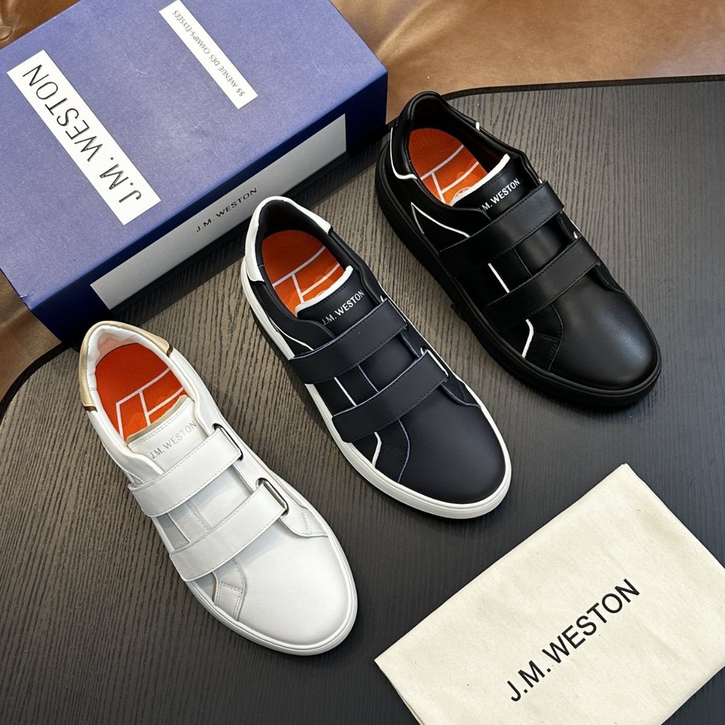 8WPK JMW 2025 รองเท้าผู้ชายรองเท้าผ้าใบหนังแท้ Cowhide สบาย Breathable แฟชั่นรองเท้าลําลอง