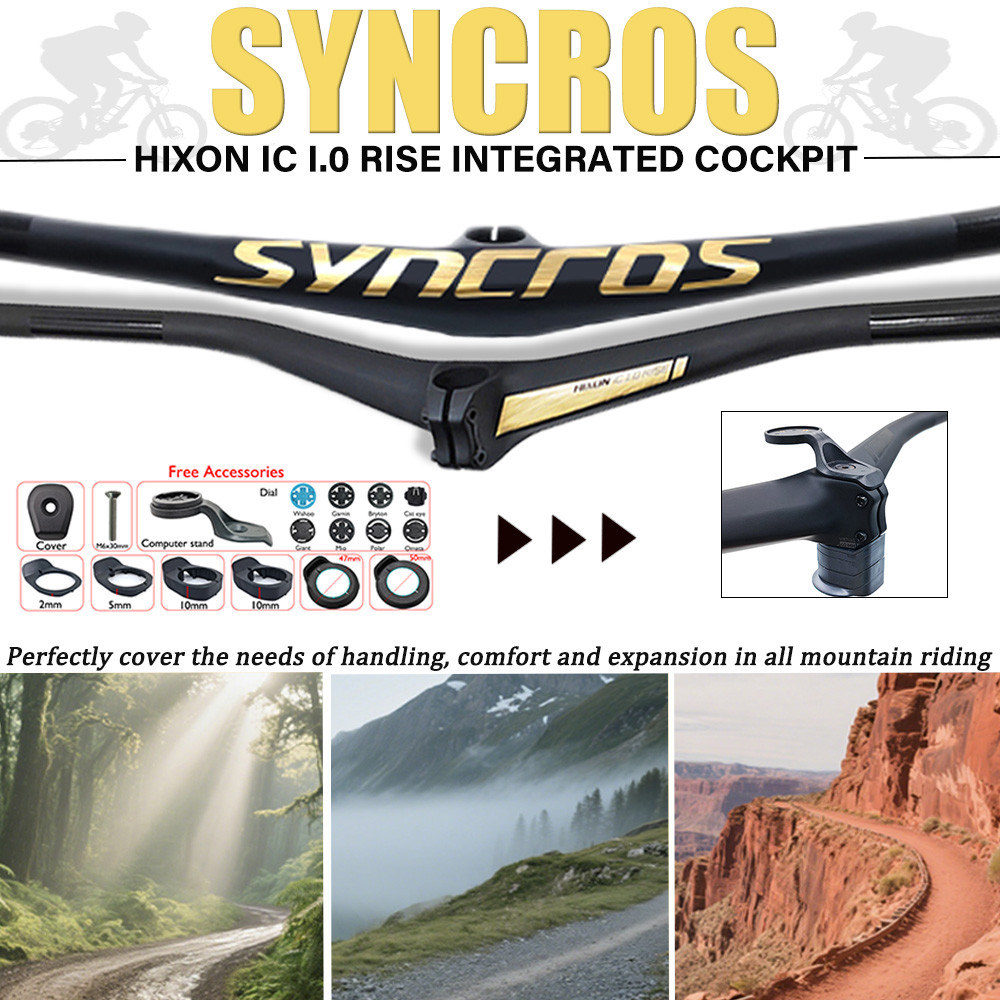 แฮนด์จักรยานเสือภูเขาคาร์บอนไฟเบอร์ Syncros Hixon IC 1.0 RISE 780mm,8°/17°/25°อุปกรณ์เสริมมุมสําหรับ