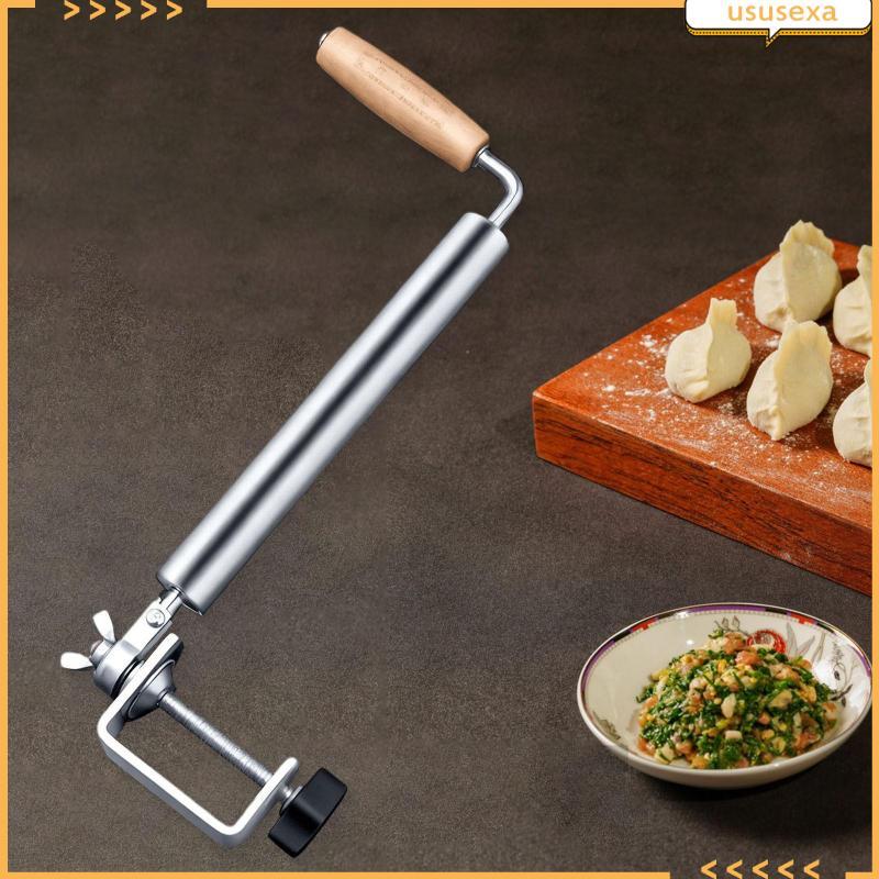 [Ususexa] สแตนเลสและไม้กลิ้ง Pin Compact Pastry Dough Roller สําหรับห้องครัวเบเกอรี่ Dumpling Skin N