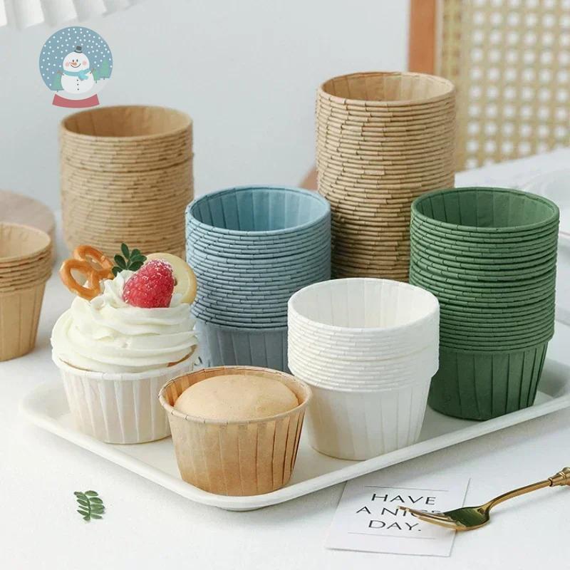 ถ้วยเค้ก 50 ชิ้น ขอบขอบมัฟฟินถ้วยถาดกระดาษทนต่ออุณหภูมิสูงกระดาษขนมไอน้ำสำหรับงานแต่งงาน