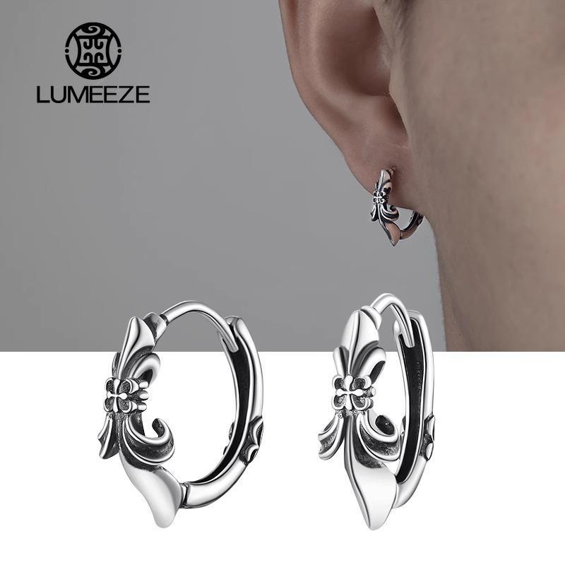LUMEZE Vintage Saints Cross Thistle ต่างหู Unisex โบราณ Finish หู Cuff การออกแบบที่ไม่ซ้ํากันอเนกประสงค์เครื่องประดับอุปกรณ์เสริม X351 #