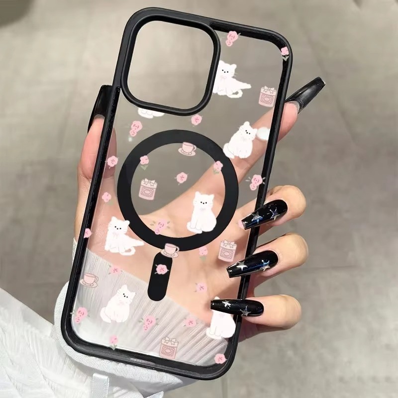 สีชมพูน่ารักการ์ตูนแมวเคสโทรศัพท์สําหรับiPhone 17 16 15 Pro Max 16e 14 13 12 11 Pro 16 Plusสําหรับแม่เหล็กชาร์จไร้สายกันกระแทก ราคา ถูกที่สุด ดีลบีเคเค แกลเลอรีภาพที่ 4