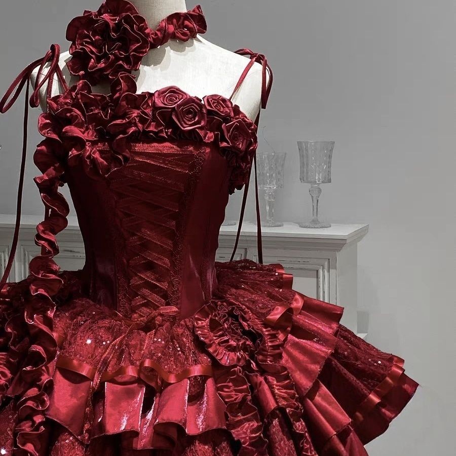 Lolita Sling lolita Black Blue Gothic Dark Fishbone Dress Dress Dress